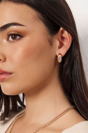 Jewel Front Mini Hoops (Crystal/Gold)