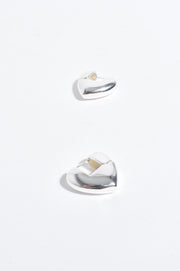 Mini Heart Drop Metal Hoops (Silver)