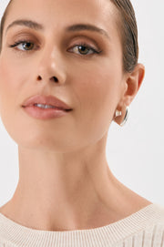 Mini Heart Drop Metal Hoops (Silver)