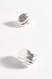 Wave Pattern Metal Stud Earrings (Silver)