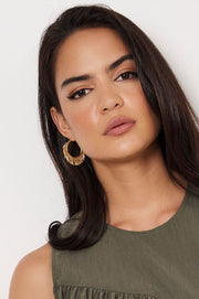 Metal Tassel Edge Hoops (Gold)