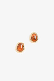 Metal Edged Resin Stud Earrings (Terracotta)