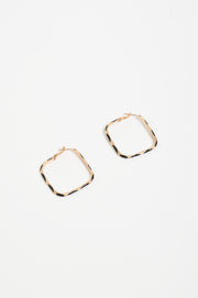 Enamel Metal Bevelled Hoops (Black)