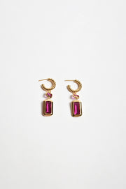 Rectangle Drop Twist Hoops (Hot Pink)