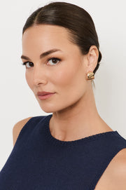 Mini Textured Curved Metal Earrings (Gold)