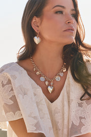 Vintage Heart Charm Hoops (Gold)