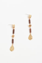 Mixed Materials Fine Drop Earrings (Choc Pink)