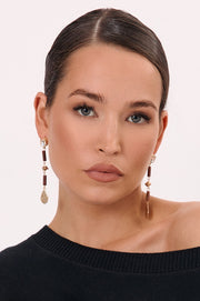 Mixed Materials Fine Drop Earrings (Choc Pink)