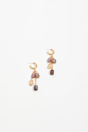Mixed Materials Cluster Drop Hoops (Choc Pink)