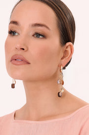 Mixed Materials Cluster Drop Hoops (Choc Pink)