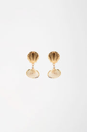 Metal Edged Shell Earrings (White/Gold)