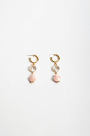 Ceramic Glass Shell Drop Hoops (Pink)