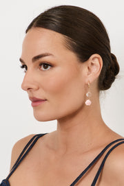 Ceramic Glass Shell Drop Hoops (Pink)