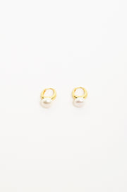 Freshwater Pearl Mini Hoops (Cream/Gold)