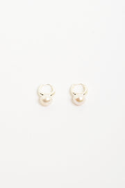 Freshwater Pearl Mini Hoops (Cream/Silver)
