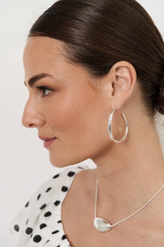 Mid Size Organic Shape Hoops (Silver)