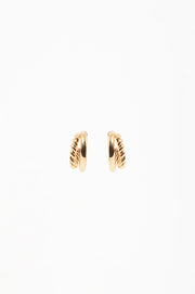 Twist Detail Double Hoops (Gold)