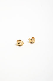 Trio Rows Mini Earrings (Gold)