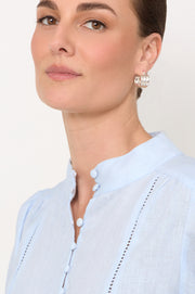 Trio Rows Mini Earrings (Silver)