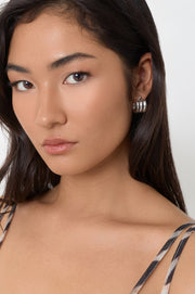 Trio Rows Mini Earrings (Silver)