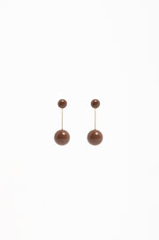 Two Part Resin Ball Event Earrings (Choc/Gold)