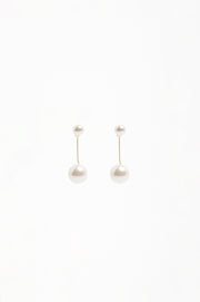 Two Part Pearl Ball Event Earrings (Cream/Gold)
