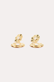 Petal Edge Double Drop Event Earrings (Cream/Gold)