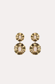 Petal Edge Double Drop Event Earrings (Cream/Gold)
