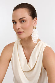 Shell Disc Statement Earring (Cream Gold)