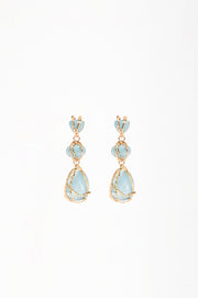 Metal Framed Resin Drop Earrings (Blue/Gold)