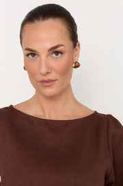 Curved Resin Event Earrings (Tortoise/Gold)