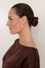 Curved Front Hoop Style Earrings (Gold)