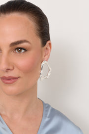 Organic Shape Metal Event Earrings (Silver)