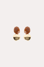 Resin Drop Earrings (Tan/Gold)