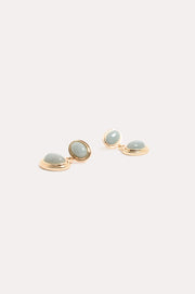 Double Stone Drop Earrings (Sage/Gold)