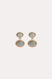 Double Stone Drop Earrings (Sage/Gold)