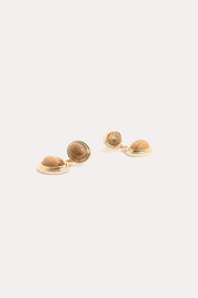 Double Stone Drop Earrings (Tan/Gold)