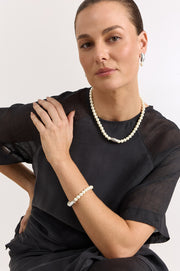 Glass Pearl Pod Necklace (Cream/Silver)