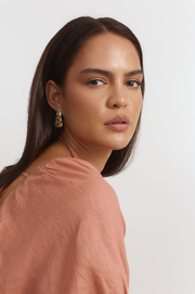 Pod Shapes Drop Earrings (Matte Gold)