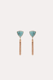 Stone Tassel Earrings (Turquoise/Gold)