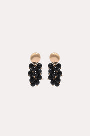 Stone Cluster Earrings (Black/Gold)