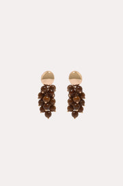 Stone Cluster Earrings (Chocolate/Gold)