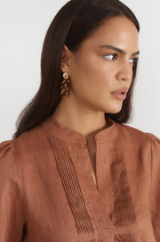 Stone Cluster Earrings (Chocolate/Gold)