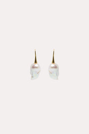 Baroque Pearl Stem Event Earrings (Gold/Cream)