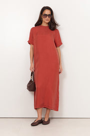Ryan Cupro Maxi Dress (Rust)
