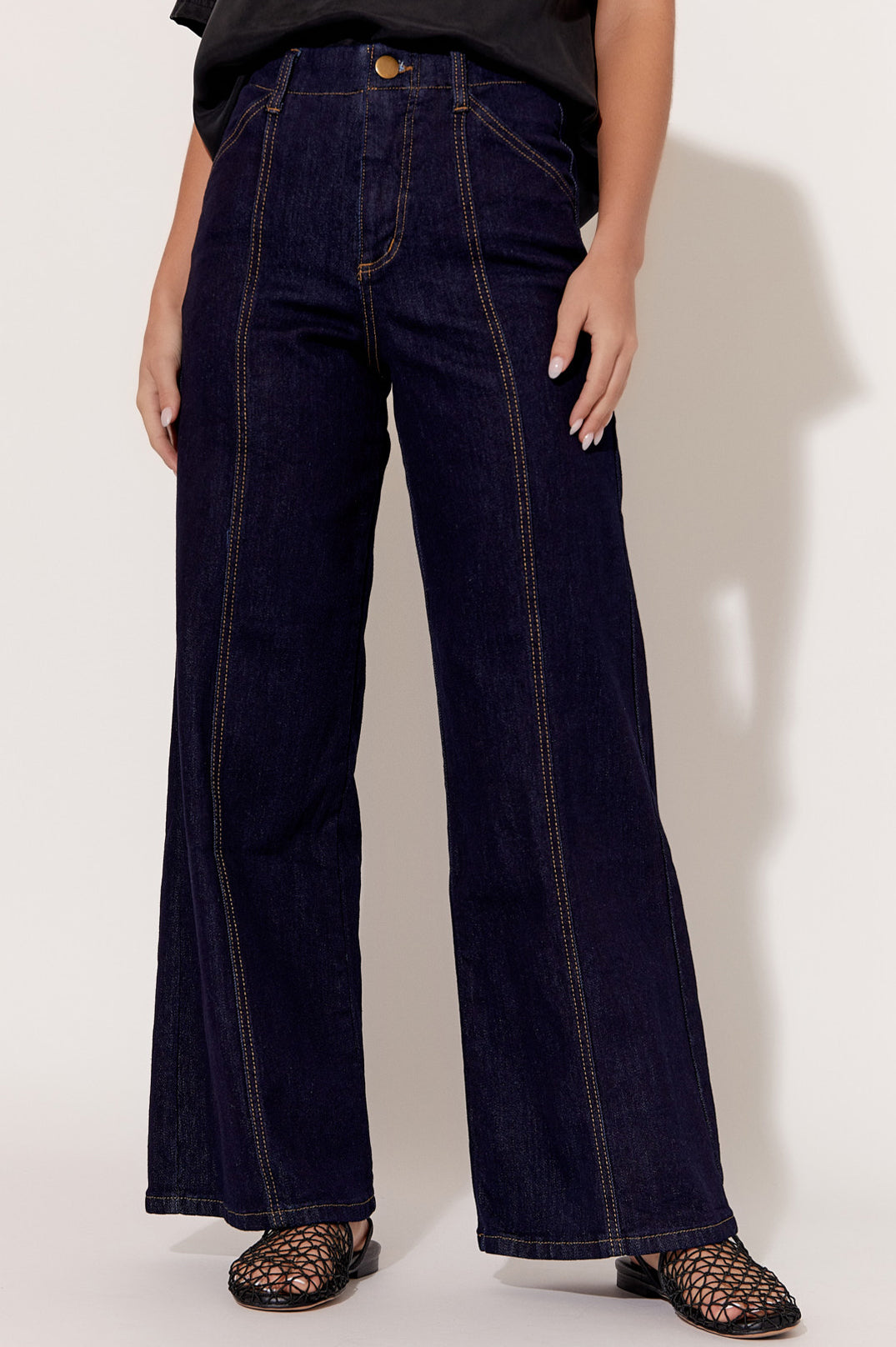 Dark denim wide leg jeans hotsell