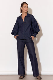 Ebony Pintuck Detail Denim Shirt (Denim)