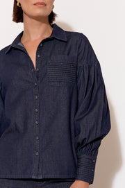 Ebony Pintuck Detail Denim Shirt (Denim)