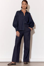 Ebony Pintuck Detail Denim Shirt (Denim)