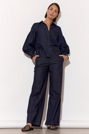Ebony Pintuck Detail Denim Shirt (Denim)